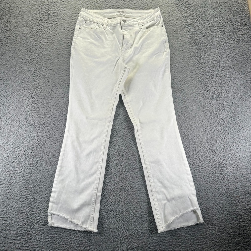 Candace Cameron Bure Jeans Women 8 White Denim Bootcut‎ Raw Hem Stretch Workwear